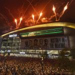Fireworks explode over Fiserv Forum after the Milwaukee Bucks defeated the Phoenix Suns in Game 6 of the NBA basketball finals Tuesday, July 20, 2021, in Milwaukee. (AP Photo/Jeffrey Phelps)