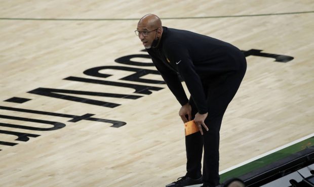 Phoenix Suns head coach Monty Williams watches from the bench during the second half against the Mi...