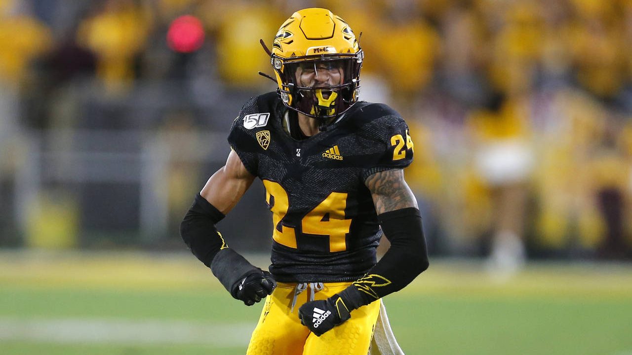 Arizona State defensive back Chase Lucas reacts after knocking down a pass against Colorado in the ...