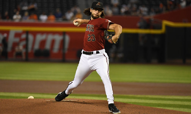 Zac Gallen #23 of the Arizona Diamondbacks pitches in the first inning against the San Francisco Gi...