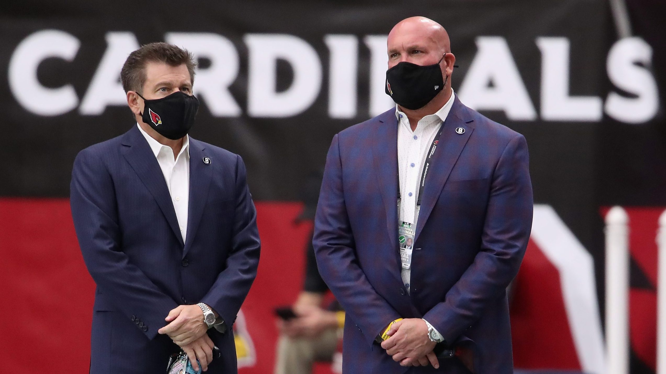 (L-R) President and owner Michael Bidwill and general manager Steve Keim of the Arizona Cardinals w...