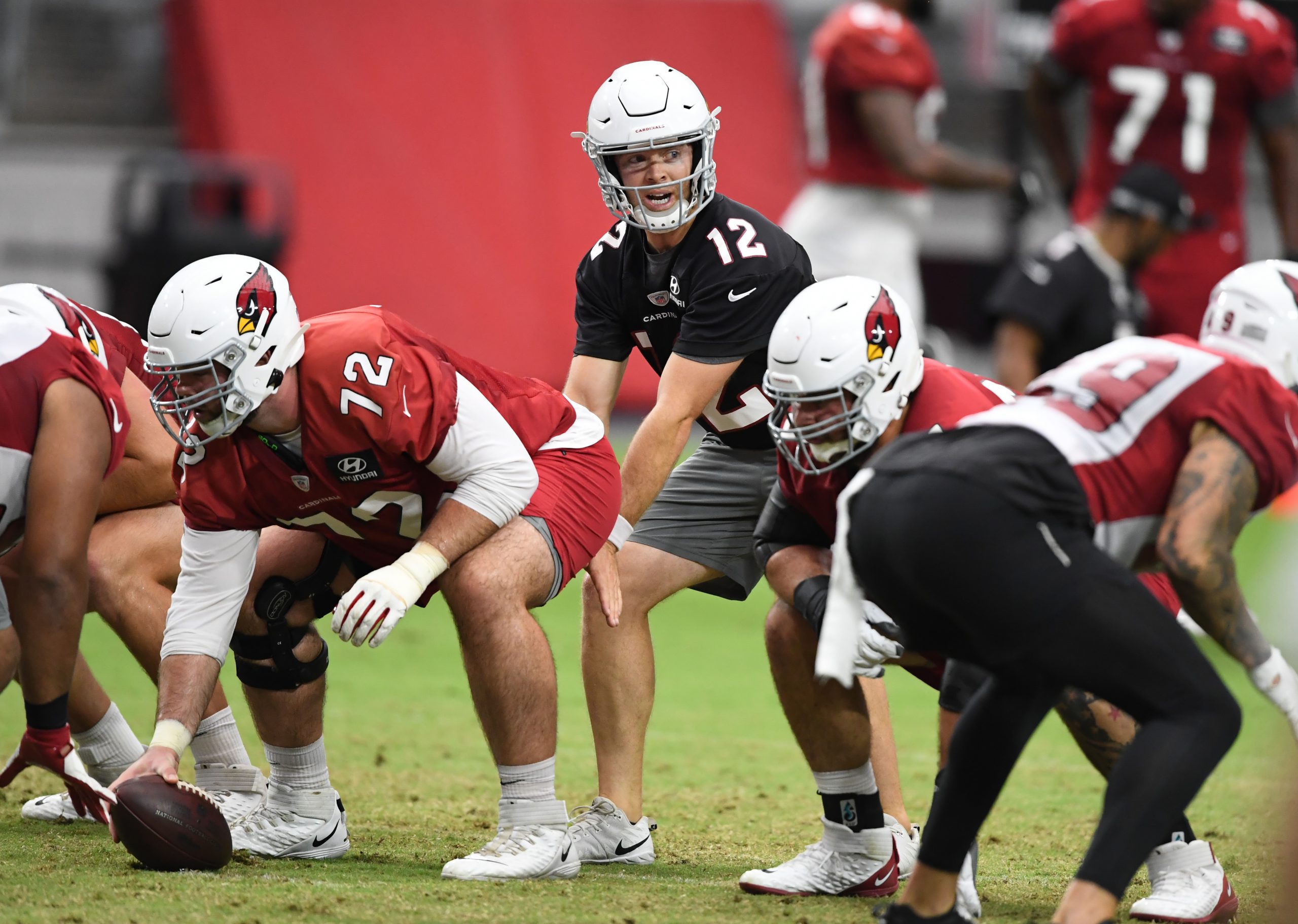 GLENDALE, ARIZONA - JULY 30: Colt McCoy #12 of the Arizona Cardinals participates in drills during ...