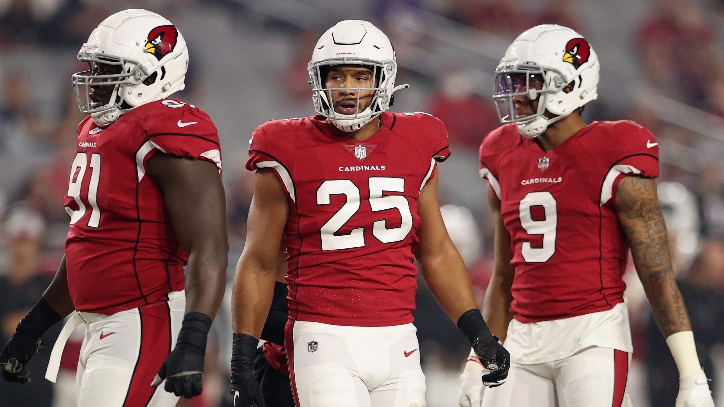 Linebacker Zaven Collins #25 of the Arizona Cardinals during the first half of the NFL preseason ga...