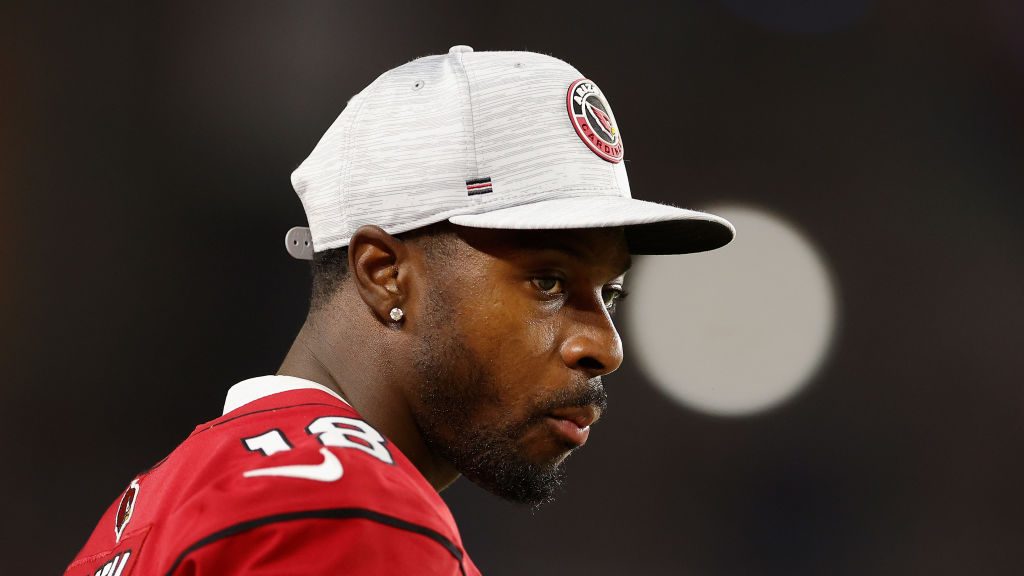 Wide receiver A.J. Green #18 of the Arizona Cardinals watches from the sidelines during the second ...