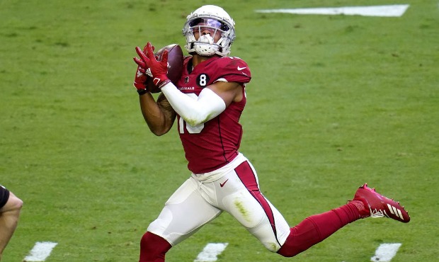 Arizona Cardinals wide receiver Christian Kirk pulls in a touchdown pass against the Miami Dolphins...