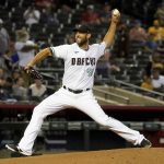 Arizona Diamondbacks pitcher Madison Bumgarner delivers against the San Diego Padres during the first inning of a baseball game Friday, Aug 13, 2021, in Phoenix. (AP Photo/Darryl Webb)