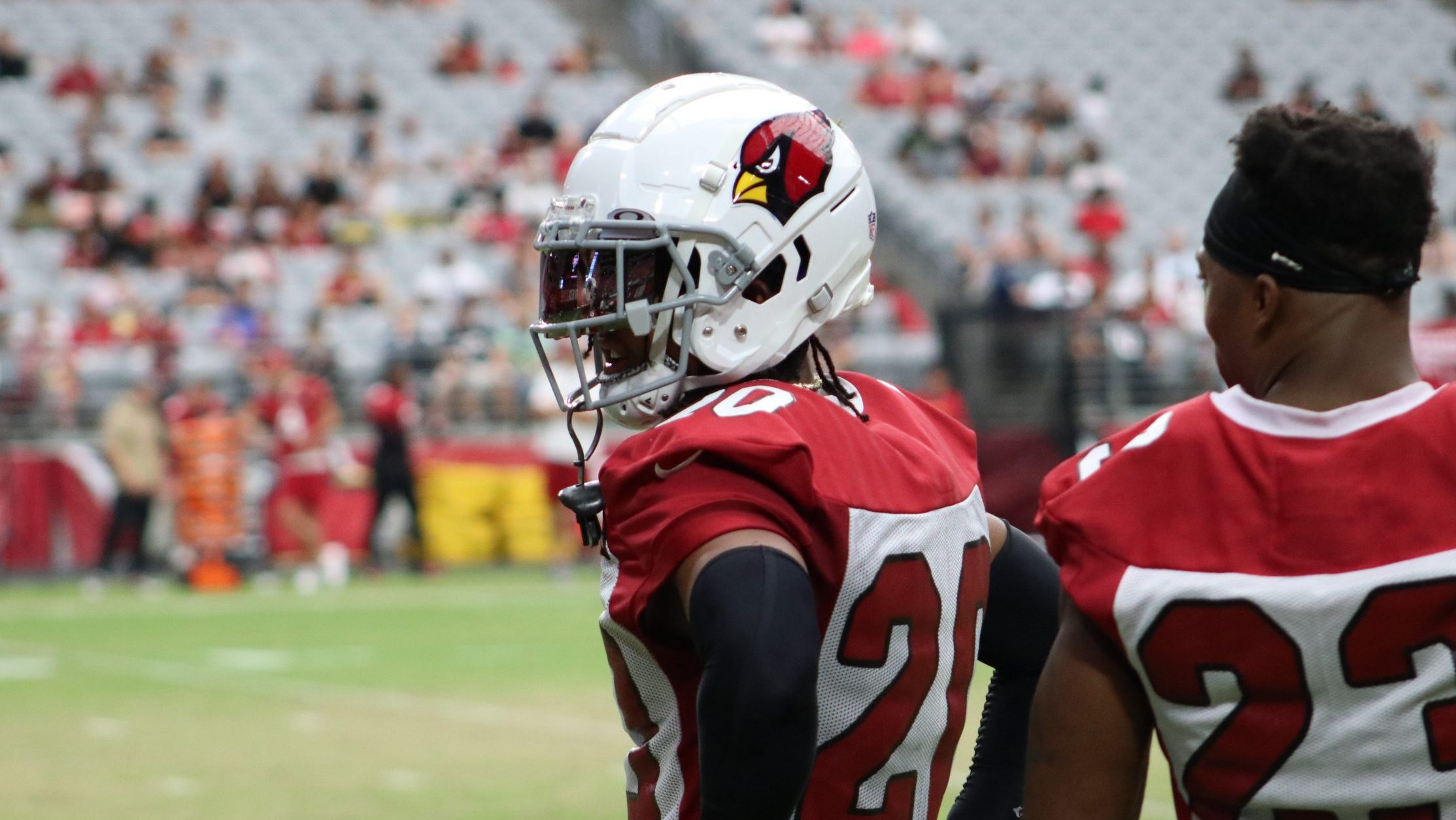 Rookie CB Marco Wilson looks on during Cardinals training camp, Sunday, Aug. 15, 2021, at State Far...