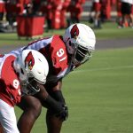 Cardinals DL Michael Dogbe goes through drills during practice Wednesday, Sept. 8, 2021, in Tempe. (Tyler Drake/Arizona Sports)
