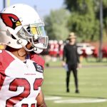 Cardinals CB Robert Alford looks on during practice Wednesday, Sept. 22, 2021, in Tempe. (Tyler Drake/Arizona Sports)