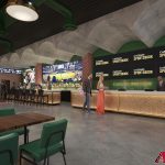 A rendering of the first level of a planned Caesars sportsbook outside of the Arizona Diamondbacks' Chase Field. (Courtesy Arizona Diamondbacks)