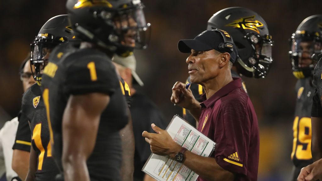 Head coach Herm Edwards of the Arizona State Sun Devils. (Photo by Christian Petersen/Getty Images)...