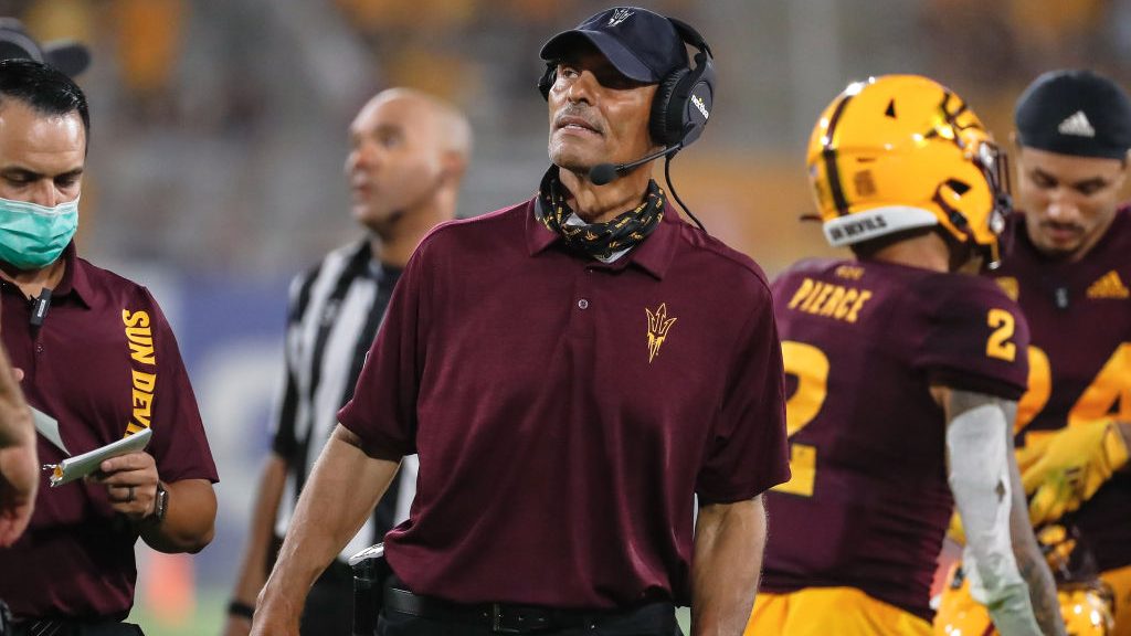 TEMPE, AZ - SEPTEMBER 02:  Arizona State Sun Devils head coach Herm Edwards looks on during the col...
