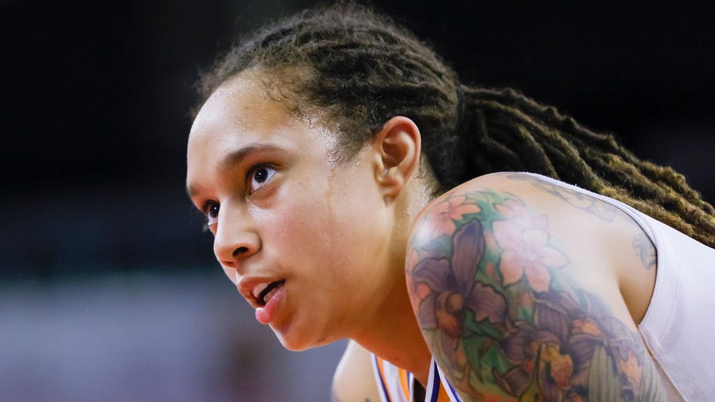 Brittney Griner #42 of the Phoenix Mercury is seen during the game against the Indiana Fever at Ind...