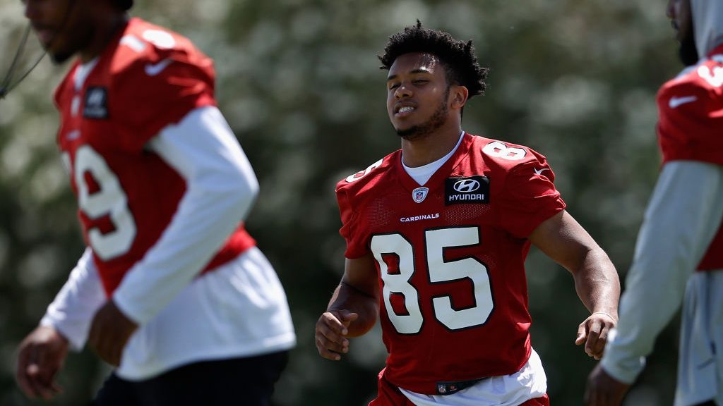 Wide receiver Rondale Moore #85 of the Arizona Cardinals participates in an off-season workout at D...