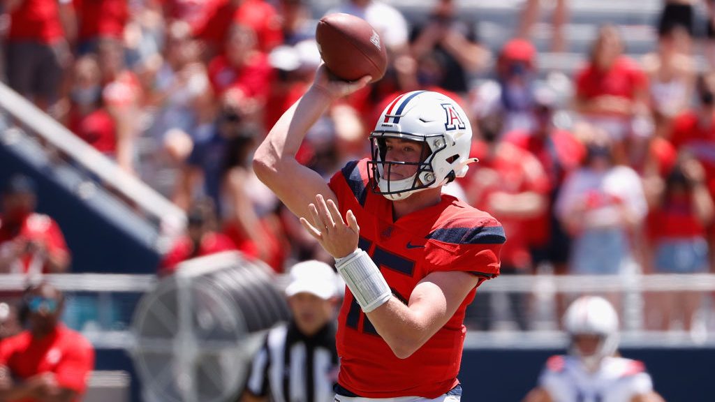 Quarterback Will Plummer #15 of the Arizona Wildcats (Team Blue) in action during the Arizona Sprin...