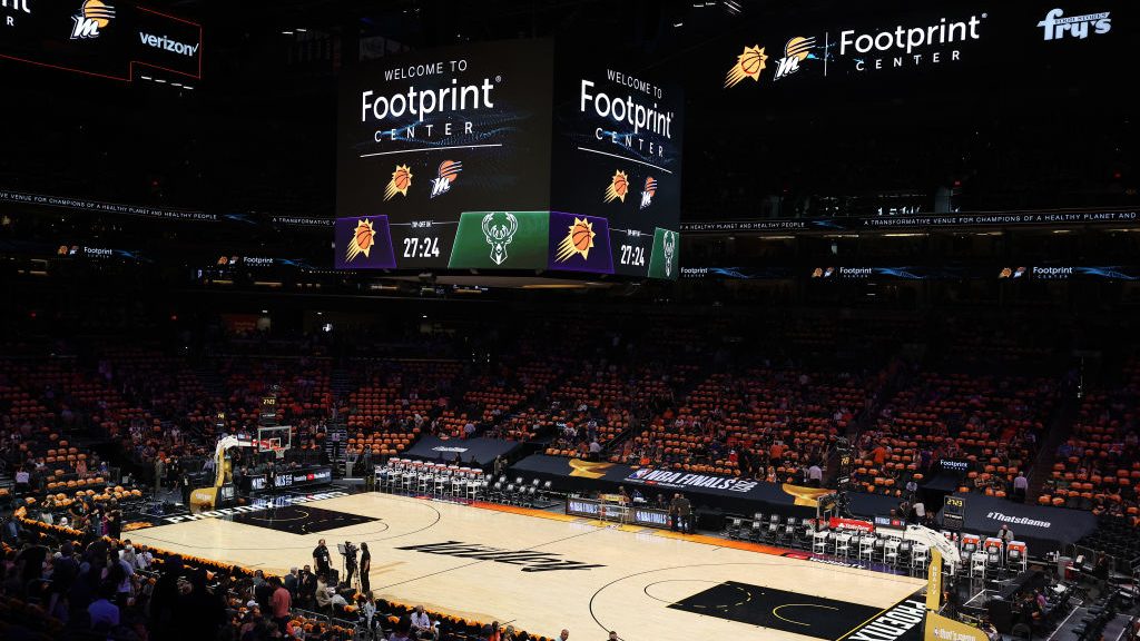 General view before Game Five of the NBA Finals between the Milwaukee Bucks and the Phoenix Suns at...