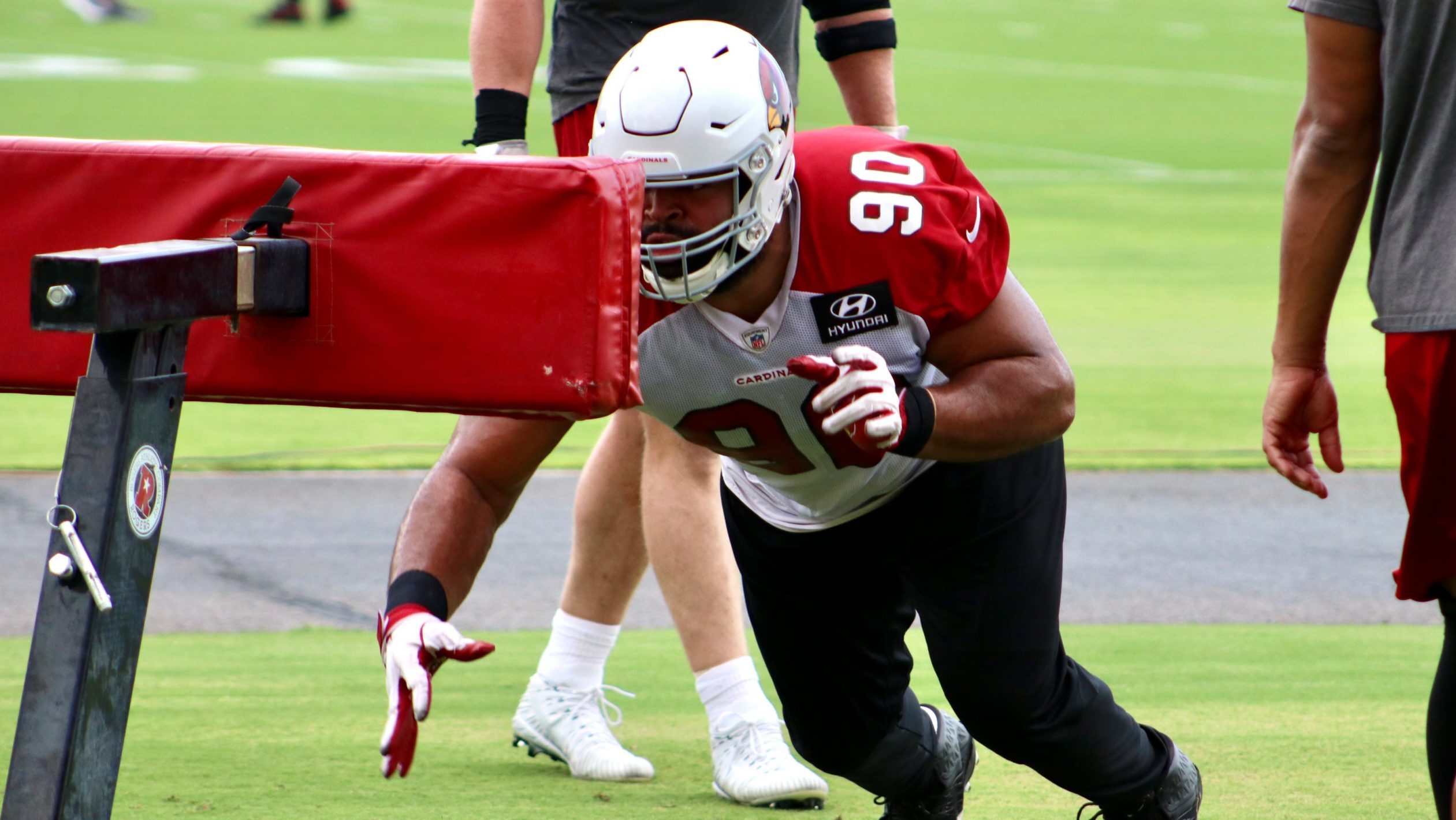 Cardinals DL Rashard Lawrence goes through drills during practice Monday, Aug. 30, 2021, in Tempe. ...