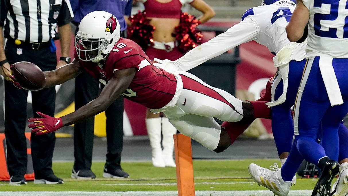 Arizona Cardinals wide receiver A.J. Green (18) scores against the Minnesota Vikings during the sec...