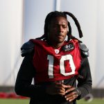 Cardinals WR DeAndre Hopkins warms up ahead of practice Thursday, Oct. 7, 2021, in Tempe. (Tyler Drake/Arizona Sports) 