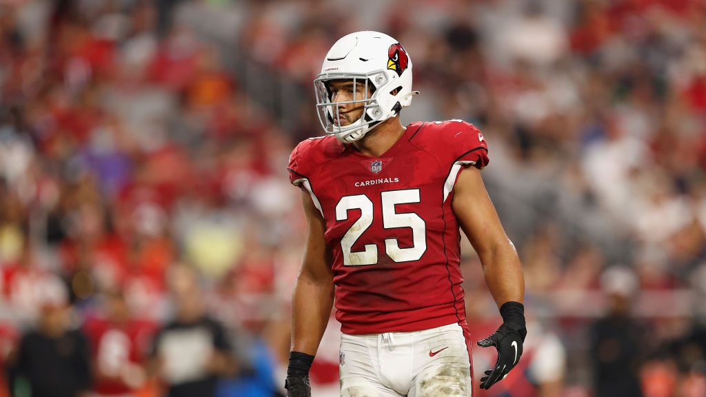 Linebacker Zaven Collins #25 of the Arizona Cardinals during the first half of the NFL preseason ga...