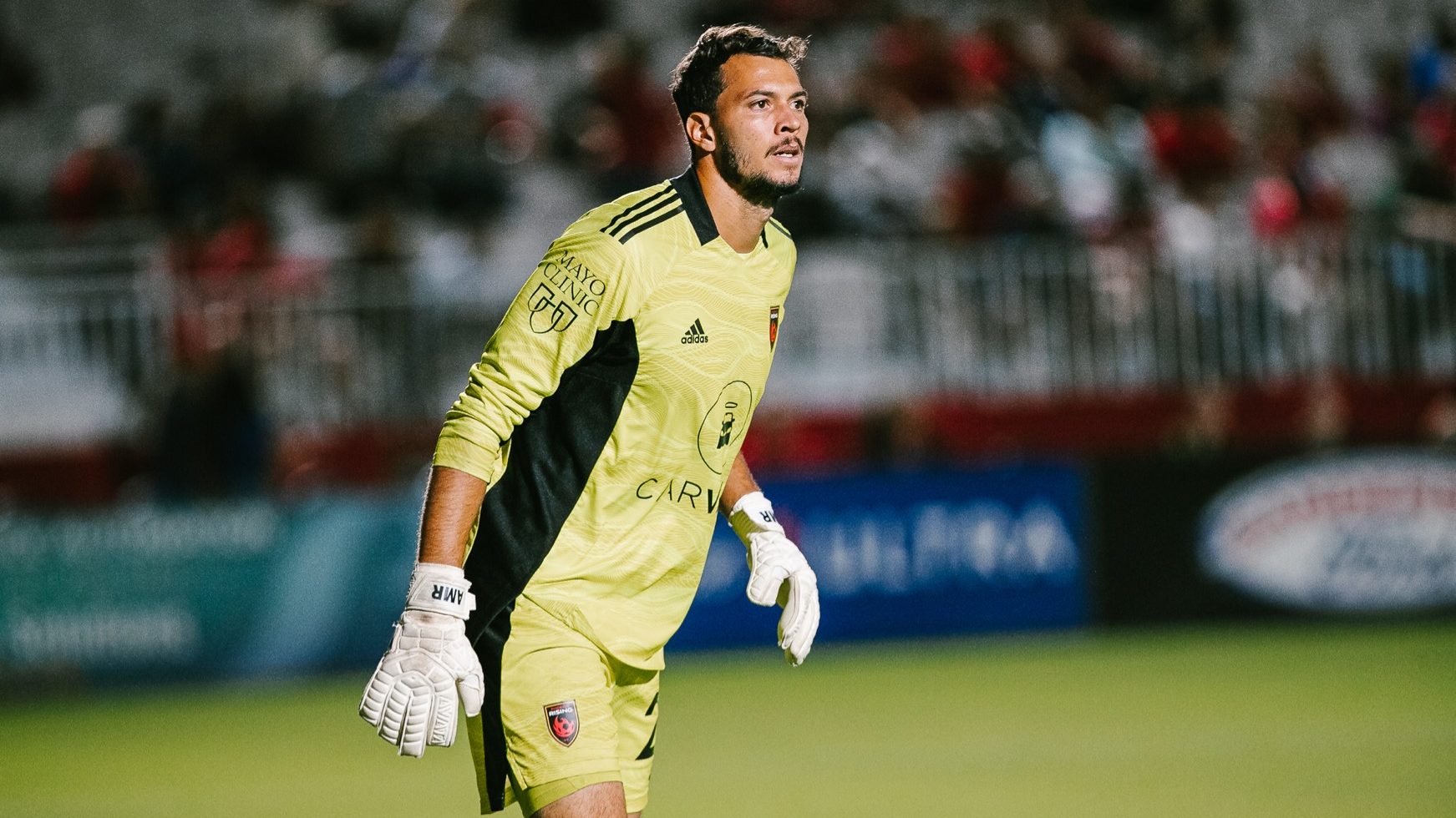 Phoenix Rising FC goalkeeper Andre Rawls in PRFC's 1-0 win over Oakland Roots SC on Oct. 9, 2021 at...