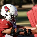 Arizona Cardinals defensive lineman Leki Fotu runs through drills during practice Thursday, Nov. 18, 2021, in Tempe. (Tyler Drake/Arizona Sports)