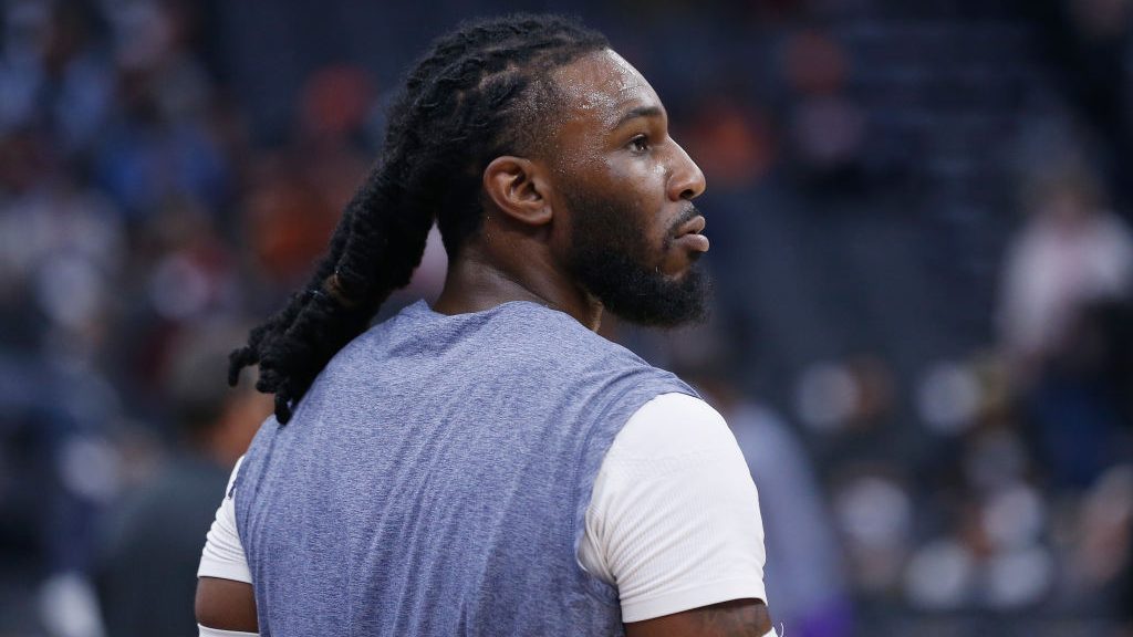 Jae Crowder #99 of the Phoenix Suns looks on before the game against the Sacramento Kings at Golden...