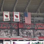 Arizona Cardinals banners hanging in the rafters at State Farm Stadium 11/14/21 (Arizona Sports: Jeremy Schnell)