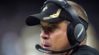 New Orleans Saints head coach Sean Payton watches from the sideline in the first half of an NFL foo...