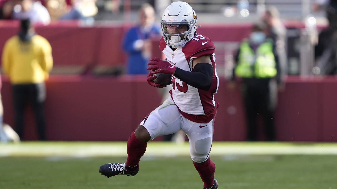 Arizona Cardinals wide receiver Christian Kirk (13) runs against the San Francisco 49ers during the...