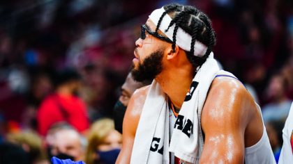 JaVale McGee #00 of the Phoenix Suns looks on during the game against the Houston Rockets at Toyota...
