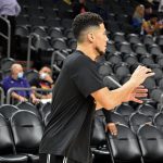 Suns Guard Devin Booker pregame warmup 11/30/21 (Arizona Sports/Jeremy Schnell)