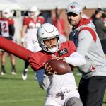 Arizona Cardinals WR Rondale Moore makes a catch Friday, Dec. 10, 2021, in Tempe. (Tyler Drake/Arizona Sports)