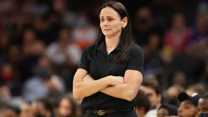 Head coach Sandy Brondello of the Phoenix Mercury looks on during the second half in Game Two of th...
