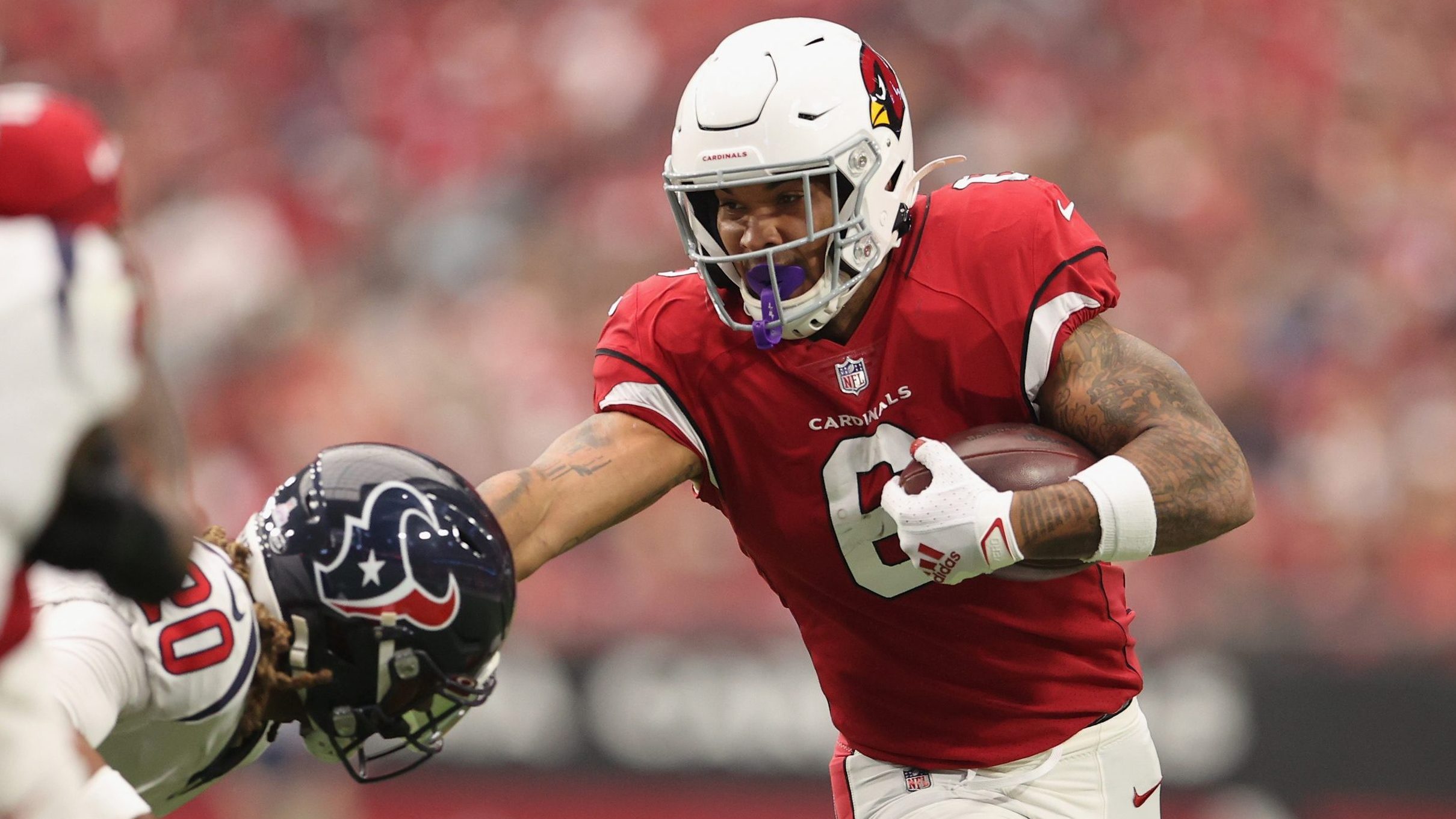Running back James Conner #6 of the Arizona Cardinals rushes the football against the Houston Texan...