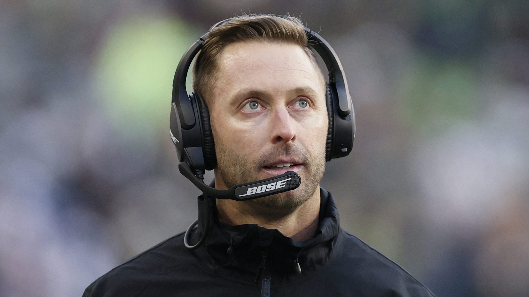 Head coach Kliff Kingsbury of the Arizona Cardinals looks on during the second half against the Sea...