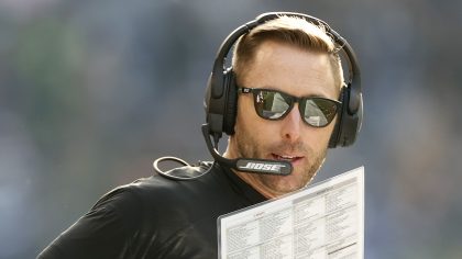 Head coach Kliff Kingsbury of the Arizona Cardinals looks on before the game against the Seattle Se...