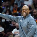 Washington Wizards head coach Wes Unseld Jr. shouts instructions to his players during the second half of an NBA basketball game against the Phoenix Suns Thursday, Dec. 16, 2021, in Phoenix. The Suns won 118-98. (AP Photo/Ross D. Franklin)
