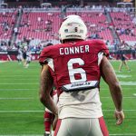 Cardinals RB James Conner warming up 1/09/22 (Jeremy Schnell/Arizona Sports)