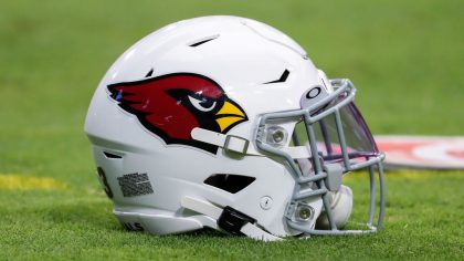 GLENDALE, AZ - JULY 30:  An Arizona Cardinals helmet on the grass during Arizona Cardinals training...