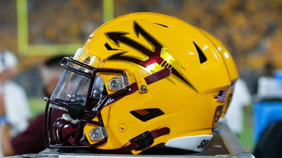 An Arizona State Sun Devils helmet during the college football game between the Southern Utah Thund...