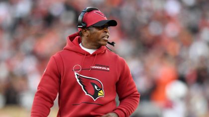 Acting head coach defensive coordinator Vance Joseph of the Arizona Cardinals looks on during the t...