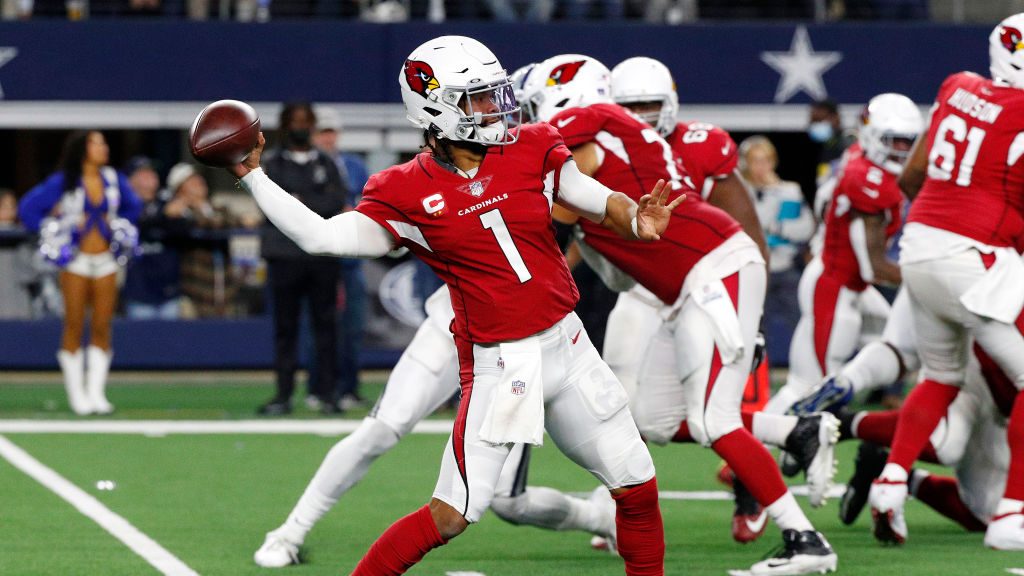 Kyler Murray #1 of the Arizona Cardinals throws the ball during the second half against the Dallas ...