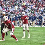 Cardinals QB Kyler Murray asks for motion before play 1/09/22 (Jeremy Schnell/Arizona Sports)