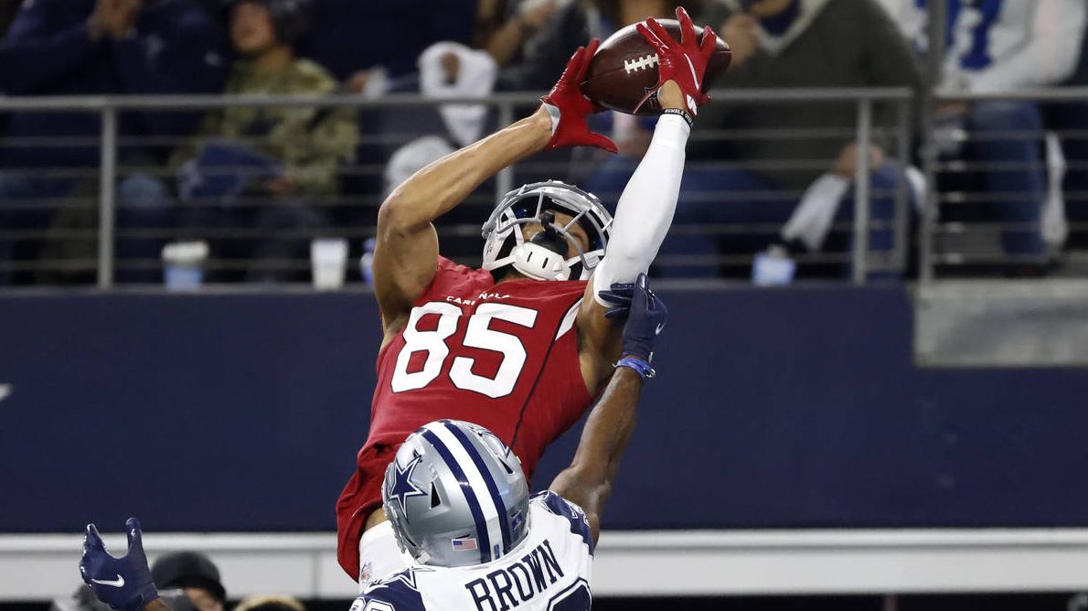Arizona Cardinals wide receiver Antoine Wesley (85) catches a pass for a touchdown as Dallas Cowboy...