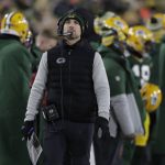 Green Bay Packers head coach Matt LaFleur watches during the first half of an NFC divisional playoff NFL football game against the San Francisco 49ers Saturday, Jan. 22, 2022, in Green Bay, Wis. (AP Photo/Aaron Gash)
