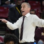 Arizona State head coach Bobby Hurley reacts to a foul call during the first half of an NCAA college basketball game against Colorado, Saturday, Jan. 15, 2022, in Tempe, Ariz. (AP Photo/Rick Scuteri)