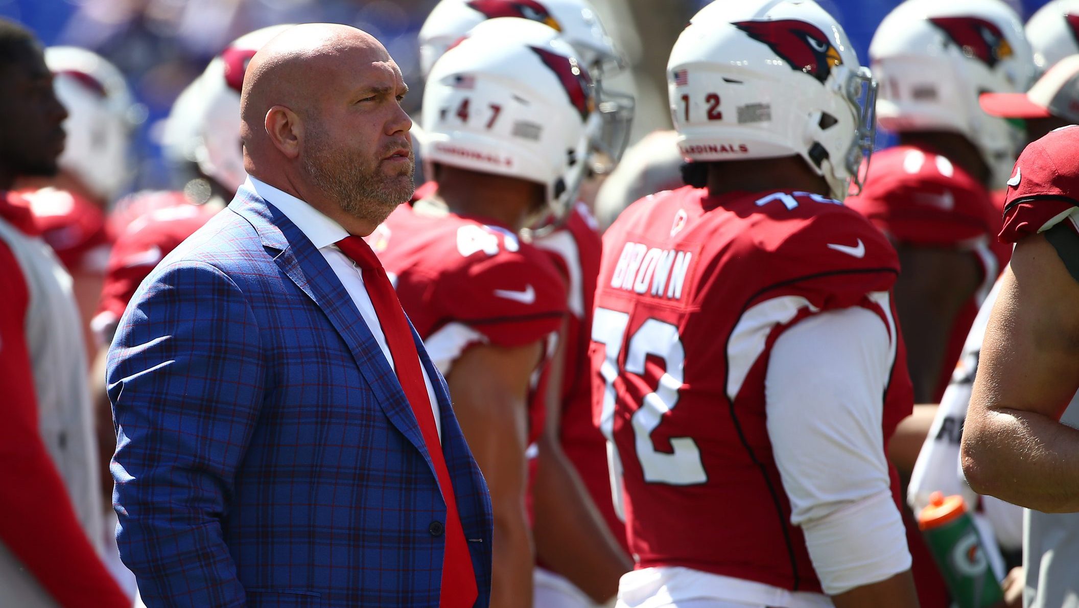 General Manager Steve Keim of the Arizona Cardinals looks on prior to the game against the Baltimor...
