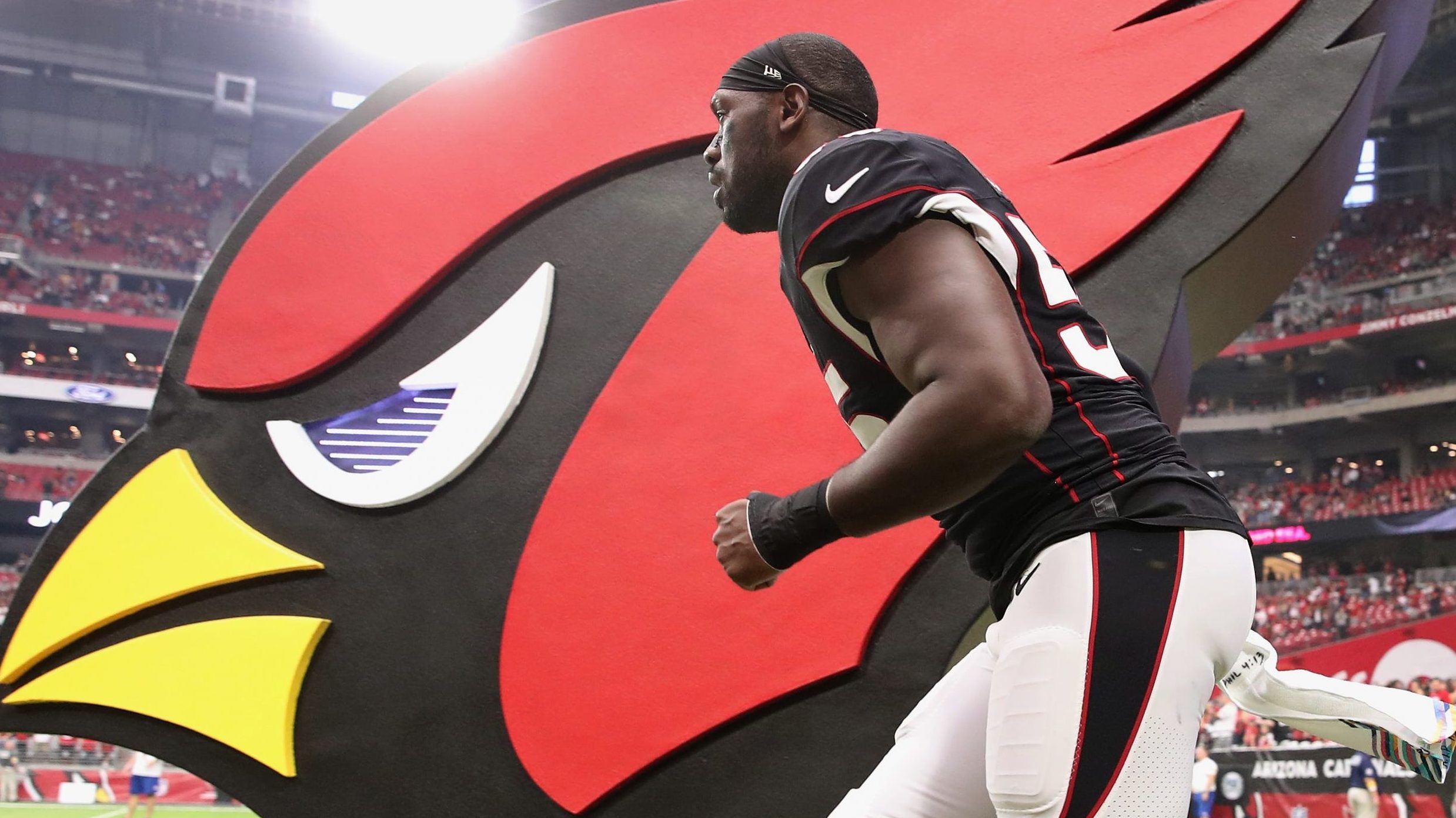 Linebacker Chandler Jones #55 of the Arizona Cardinals is introduced before the NFL game against th...