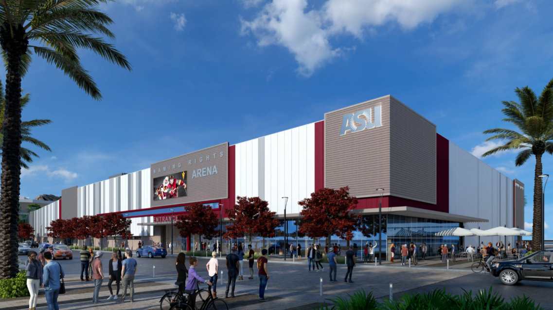 (ASU's multi-purpose arena rendering)...
